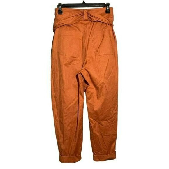 Anthropologie Cartonnier Mom Pants Chino Women Size 6 Orange Pumpkin Buckle Belt - Picture 2 of 8